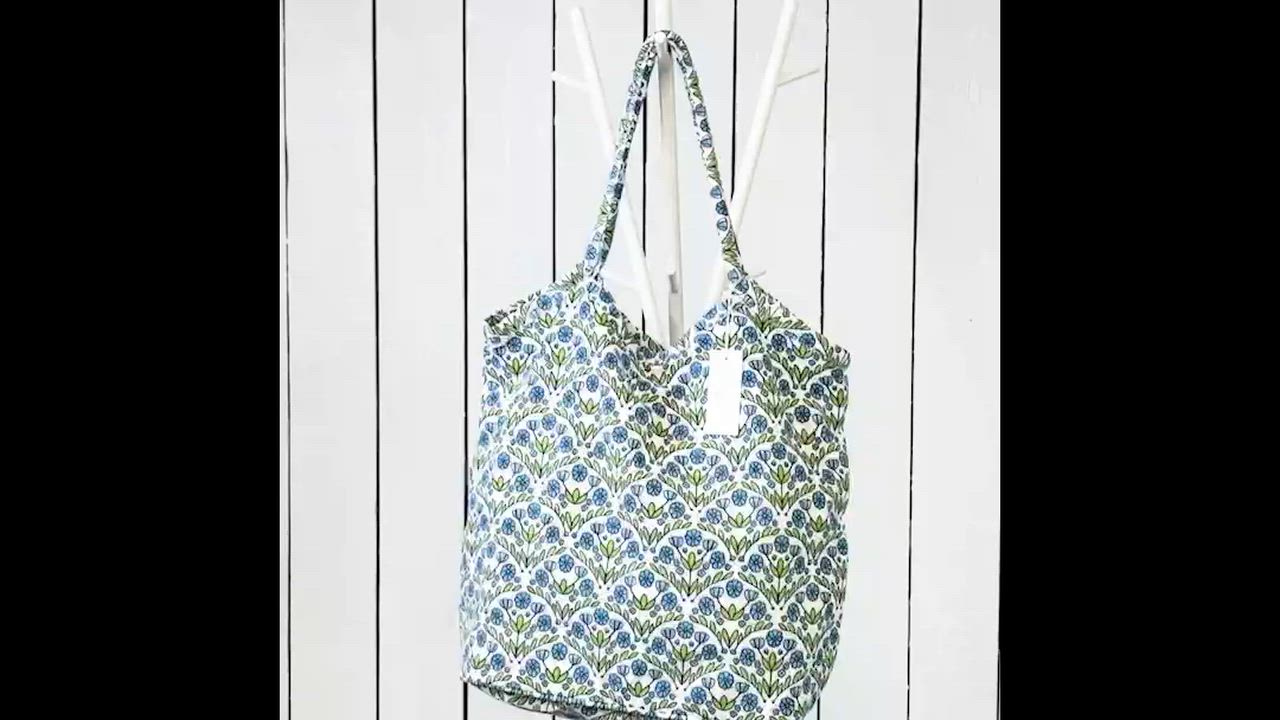 Blaire Blue Canvas Bucket Bag 1