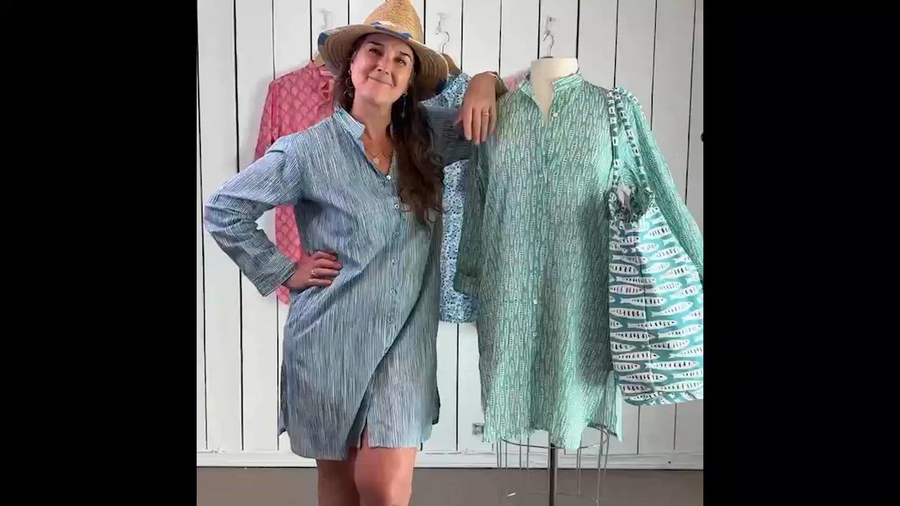 Fifer Pink Cotton Button Down Beach Tunic 1