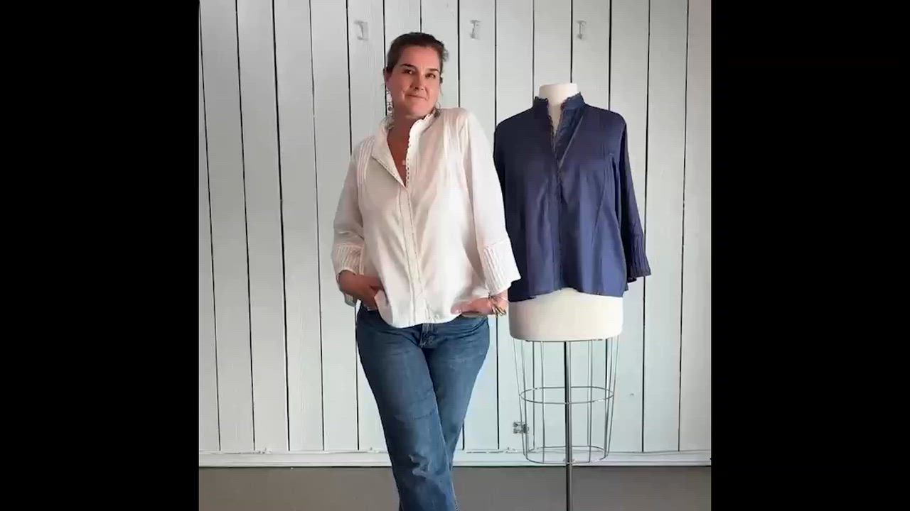 Easy Lightweight Navy Cotton Blouse 1