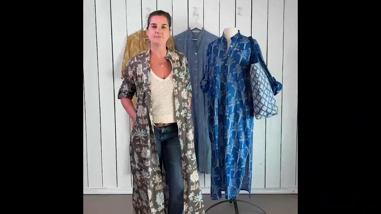 Giraffe Tan Cotton Long Shirt Dress 1